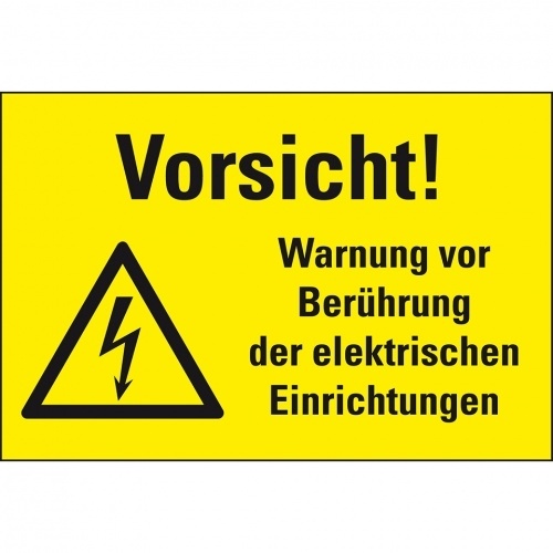 Schild I Kombi-Warnschild Vorsicht! Warnung vor Berührung..., Kunststoff, 300x200mm