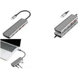 Logilink UA0414 7 Port USB 3.2 Gen2 Hub, 2x USB-A, 5x USB-C, PD (Power Delivery), 100 W, Space Grau