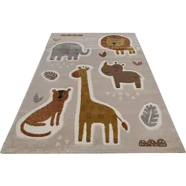 Smart Kids Kinderteppich SMART KIDS "Nala & Friends", beige (sand,beige,braun), B:140cm H:10mm L:200cm, Polypropylen, Teppiche, Kinderteppich, Moderner Spielteppich, strapazierfähig, pflegeleicht, Konturenschnitt