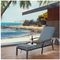 OKWISH Gartensofa Verstellbarer Patio-Liegestuhl Aluminium Baumwollkissen, Loungebett 1 Teile, verstellbare, Aluminiumpool-Chaise Lounge Möbel blau