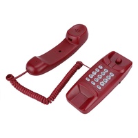 ASHATA Wandtelefon Schnurgebundes Telefon, Schnurtelefon Wand Schreibtisch Kompakttelefon,Festnetztelefon Analog Telefon mit Anrufstummschaltung/Flash-Funktion für Hause Büro Hotel (Rot)