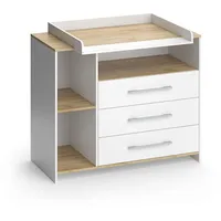 Vicco Wickelkommode Oskar, Weiß/Goldkraft Eiche, 113 x 93 cm