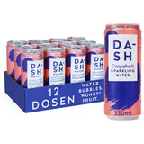 DASH WATER Grapefruit – 12 x Sprudelwasser mit Grapefruitgeschmack – KEIN Zucker, KEIN Süßstoff, KEINE Kalorien – Angereichert mit krummen Früchten (12 x 330 ml Dosen)