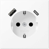 Jung Serie LS SCHUKO-Steckdose mit USB-Ladegerät Safety+, schneeweiß matt (LS 1520-15 CA WWM)
