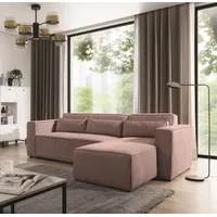 Fun Möbel Ecksofa Schlafsofa WALDO in Stoff, inkl. 3 Rückenkissen, inkl. Schlaffunktion mit Bettkasten rosa