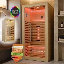 Artsauna Trondheim90 Natur - Vollspektrumstrahler mit LED-Beleuchtung, Bluetooth Audio, App-Steuerung, 1705 W Leistung