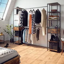 Vicco Kleiderschrank Fyrk 180 x 187 x 45 cm Eiche rustikal/Schwarz