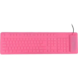 108-Tasten-USB-Silent-wasserdichte Silikon-Tastatur, faltbar, Anti-Fall, waschbar, weiche Tastatur, Rosa - Rosa