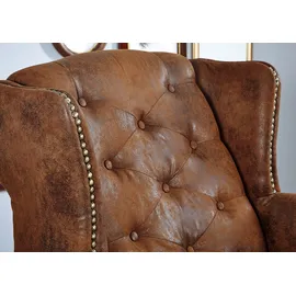 Massivmoebel24 Ohrensessel 102 x 93 x 102 cm Braun Polyester