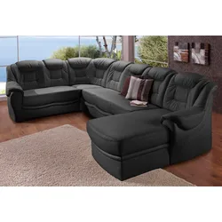 Wohnlandschaft SIT & MORE "Bellevue U-Form", schwarz, B:327cm H:94cm T:217cm, PRIMABELLE-Microfaser (100% Polyester), SOFTLUX-Kunstleder, NaturLEDER (echtes Rindsleder), Sofas, wahlweise mit Bettfunktion
