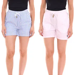 DELMAO Damen Shorts kurze Hose mit seitlichen Eingriffstaschen Blau/Weiß, Rosa/Weiß oder schlicht Rosa - 36