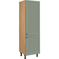 Kühlmodul NOBILIA ""Cascada", für ein Kühl- und Gefrierschrank, Ausrichtung wählbar", grün (front: lacklaminat schilf, korpus: eiche sierra nachbildung), B:60cm H:216,6cm T:58,3cm, Schränke, vormontiert, Ausrichtung wählbar, Breite/Höhe: 60/216,6 cm