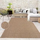 Paco Home - in & Outdoor Teppich, Terrasse U. Balkon, Wetterfest, Einfarbig M. Struktur 120x170 cm, Beige 5