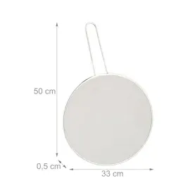 Relaxdays Spritzschutz für Pfannen, 2er Set, rostfreier Edelstahl, mit 25 & 33 cm ∅, Fettspritzschutz mit Griff, silber