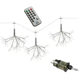 MARELIDA LED Feuerwerk Leuchtstern Firework Hängestern mit Fernb. 3er Set weiß