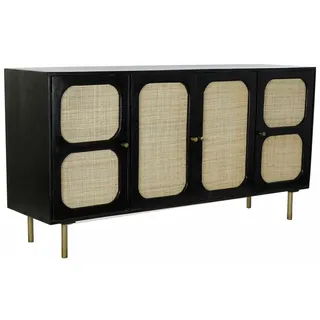 DKD Home Decor Anrichte DKD Home Decor Schwarz Gold natürlich Rattan Mango-Holz 150 x 40 x 7