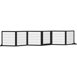 PawHut Türschutzgitter mit sechs separaten Paneelen schwarz 432L x 36B x 70H cm