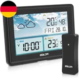 Wetterstation Funk Mit Außensensor, Thermometer Innen Außen, Hygrometer Mit Wett