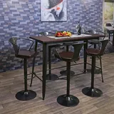 Mendler Bartisch HWC-H10, Hochtisch Tresentisch, Industrie-Design Ulme Holz MVG-zertifiziert 106x147x60cm vintage schwarz-braun