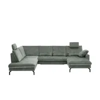 meinSofa Wohnlandschaft aus Mikrofaser Grace ¦ türkis/petrol ¦ Maße (cm): B: 332 H: 89 T: 220