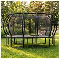 GUNJI Gartentrampolin Gartentrampolin für Kinder 228/305/366/427CM, Tragfähigkeit 150KG, Ø 366 cm, (228 cm, (GS-zertifiziertes Kindertrampolin mit Sicherheitsnetz, Leiter, Schutzmatte, Kürbisdesign)-ostern geschenke) 366 cm