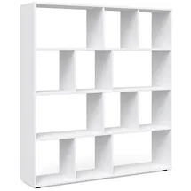 Vicco Raumteiler Pilar Bücherregal Standregal Büroregal 12 Fächer Weiß, 131.6 x 143 cm