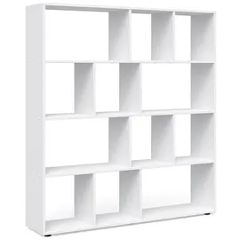 Vicco Raumteiler Pilar Bücherregal Standregal Büroregal 12 Fächer Weiß, 131.6 x 143 cm