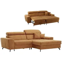 Roller Ecksofa - amber - Samt - mit Liegefunktion - Recamiere rechts