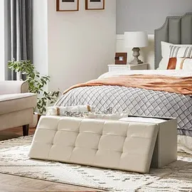 Songmics Sitzbank Truhenbank Beige 110 x 38 x 38 cm