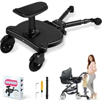 TWUFY Buggyboard Buggy Board mit Sitz, Trittbrett für Kinderwagen Universal (Buggy Board für Alle Kinderwagen, 1-St., mit Kinderwagen Organizer und Aufhängegurt), Kiddy Board für Kinder von 2 bis 6 Jahren (25 KG) schwarz