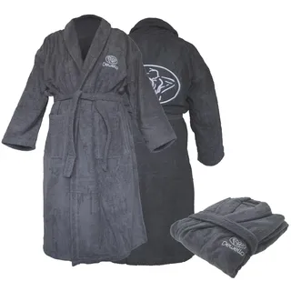 Dewello Dewello® Bademantel ohne Kapuze aus Baumwolle für Sauna und nach dem Sport, Frottee Unisex Grau, Verschiedene Größen (S-XXL), Farbe:Grau