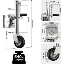 XPOtool Stützrad bis 540 kg mit 260 mm Hubhöhe