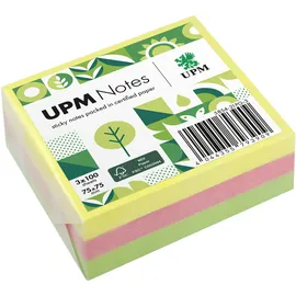 UPM Notes 5854-21PG-3, Brillant 75x75mm 100 Blatt sortiert 3 Stück