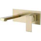 Wandmontierter Badezimmer-Wasserhahn, verdeckter Wasserhahn, Wasserhahn aus gebürstetem Goldmessing, Waschbecken-Wasserhahn – gebürstetes Gold