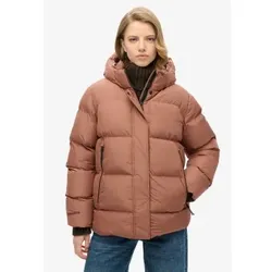 Superdry für Damen. W5011728A Steppjacke mit Kapuze und 5 braunen Abweisern (L), Lässig, Polyester
