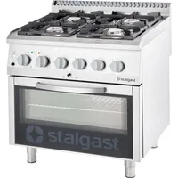Stalgast Gasherd mit 4 Brennern (2x5+2x7) und Elektro-Backofen GN2/1,