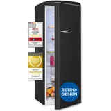 Exquisit Retro-Kühlschrank, ohne Gefrierfach, 229 Liter, groß, 5 Ablagen, Gemüsefach, Temperaturregelung, RKS325-V-H-161E mattschwarz - Schwarz