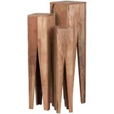 FineBuy Satztisch FineBuy Massivholz Blumentisch 3er Set Säulentisch Dekosäule Eckig