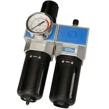 Güde Wartungseinheit mit Nebelöler Manometer - Güde Druckminderer 41085 für Druckluft, 3/8 Zoll, Filter