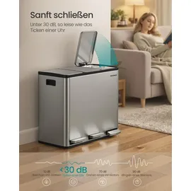 Songmics Mülleimer 3 x 18 l Silber