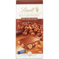 Lindt Tafelschokolade Les Grandes 34% Haselnüsse, Milchschokolade mit ganzen Haselnüssen, 150g