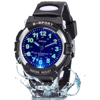 Juboos Neue 7-Farbige Kinderuhren, Kinderuhr Jungen Mädchen Analog Quartz Uhr mit Armbanduhr Kautschuk Wasserdicht Outdoor Sports Uhren 5-16