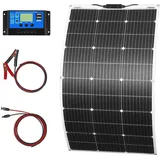 100W 18V Flexible Solar Panel Kit System Monocrystalline Photovoltaic Module 18V 10A Solar Controller, for Charging 12V Batteries - RVs, Caravans, Boats, Roofs