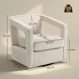 Homcom Relaxsessel Polyester/Leinen 75 x 72 x 77 cm Beige drehbar