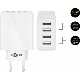 goobay 44962 4-fach USB-Ladegerät 30W, weiß