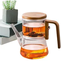 Oldmoom Magnetische Glas-Teekanne, Wassertrennende Teekanne mit Drucksteuerung, Dicke Trennung, Herausnehmbares Teesieb für die Küche, Blumentee