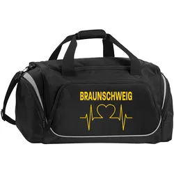 multifanshop Sporttasche - Braunschweig - Herzschlag - Druck gelb - Tasche