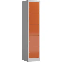 Classix Schließfachschrank feuerrot, lichtgrau X-523514, 5 Schließfächer 41,5 x 50,0 x 180,0 cm