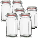 BigDean 6er Set Vorratsgläser 1,5L - Einmachgläser mit Deckel & Bügelverschluss - Germany - Drahtbügelgläser zum luftdichten Aufbewahren, - Transparent