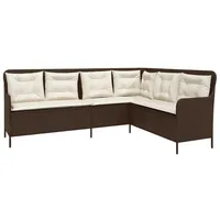 vidaXL Gartensofa in L-Form mit Kissen Braun Poly Rattan